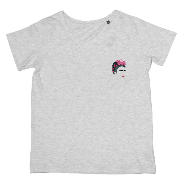 Frida Kahlo Hand Drawn T-Shirt (Cultural Icon Collection, Women's Fit, Left-Breast Print)