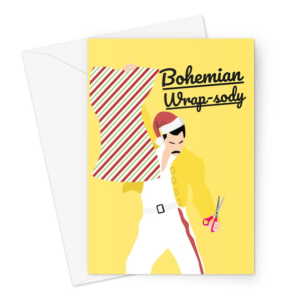 Bohemian Wrap-sody Freddie Mercury - Christmas Xmas Festive Funny Rhapsody Song Classic Retro Love Wrapping paper  Greeting Card