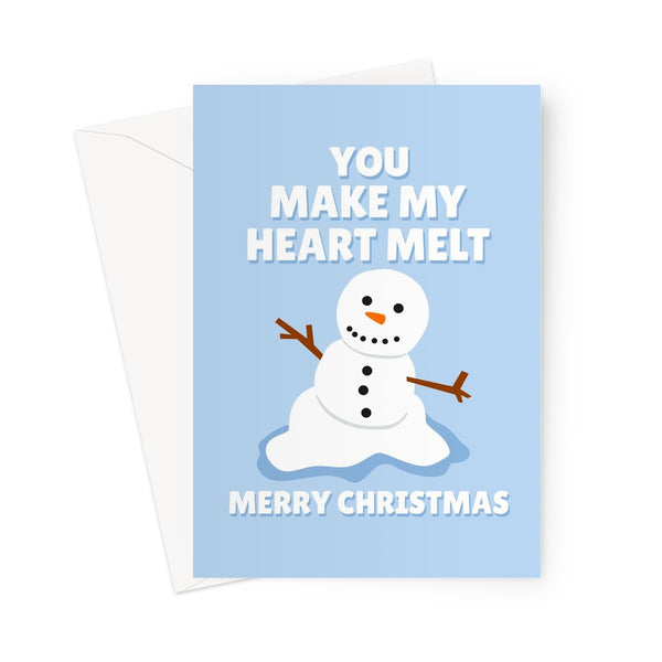 You Make My Heart Melt Merry Christmas Cute Couples Partner Snowman Melting Greeting Card