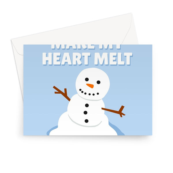 You Make My Heart Melt Merry Christmas Cute Couples Partner Snowman Melting Greeting Card