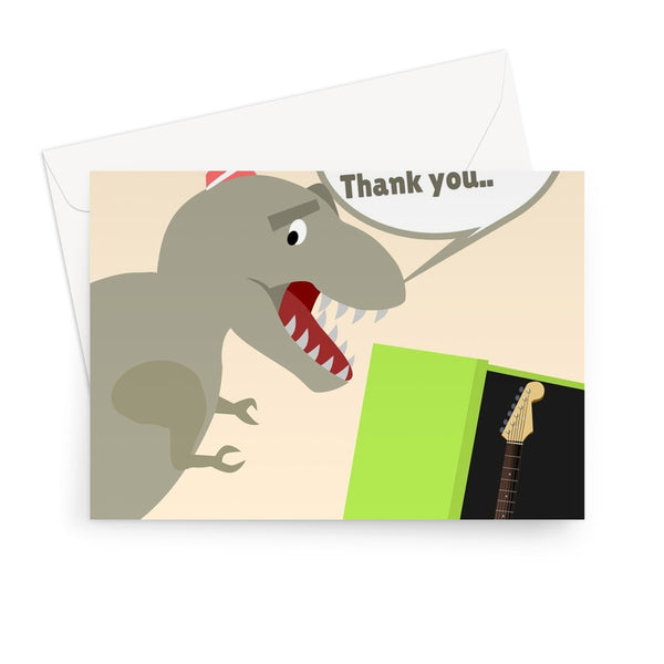 T-rex Birthday Guitar Short Arms Cute Funny Dinosaur Fan Birthday  Greeting Card