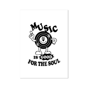 Music Is Good For The Soul Wall Art Print Vintage Style Cartoon Vinyl Record Wall Art Poster