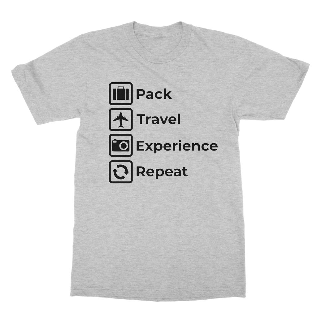 Pack, Travel, Experience, Repeat T-Shirt (Travel Collection)