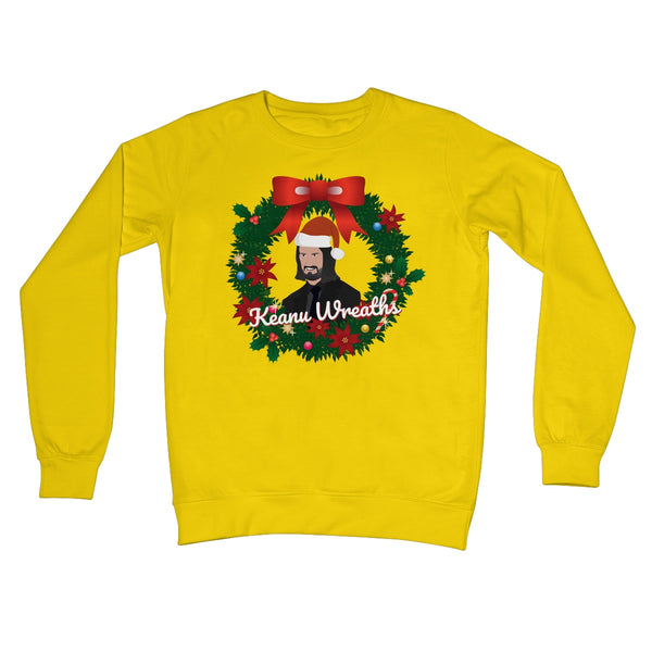 Keanu Wreaths Reeves Pun Funny Fan Christmas Jumper Cyberpunk Wick Gift  Crew Neck Sweatshirt