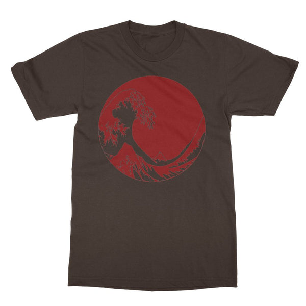 Red Hokusai Great Wave T-Shirt (Travel Collection, Big Print)