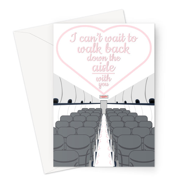 I Can't Wait to Walk Back Down the Aisle With You Wedding Anniversary Funny Couples Love Partner Lockdown Travel Distance Plane Airplane Pandemic Greeting Card