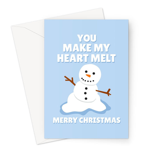 You Make My Heart Melt Merry Christmas Cute Couples Partner Snowman Melting Greeting Card