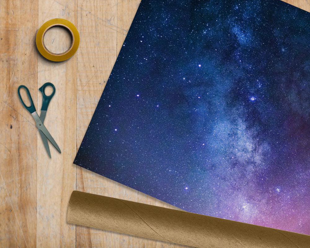 Purple Space Nebula - 1M ROLL - Premium Wrapping Paper Anniversary Birthday Gift Wrap Galaxy Print Nerd Nasa Universe Cosmos Metre Meter